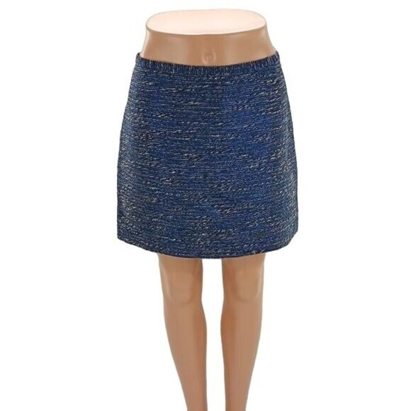 Madewell Skirt Blue Metallic Straight Short Knit Womens Size 8 - Picture 1 of 5